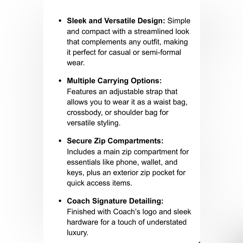 Coach Black Belt Bag with Adjustable Straps - Picture 9 of 9